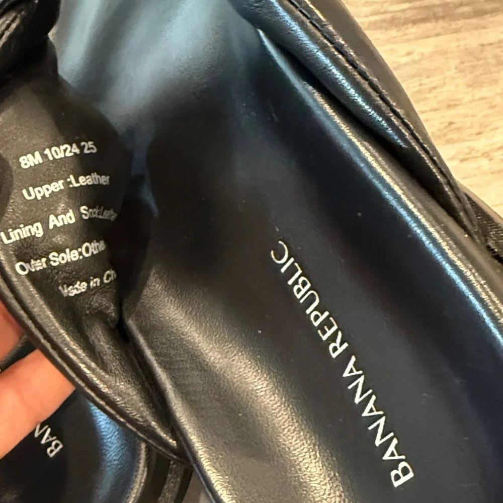 Banana Republic Black Crisscross Leather Slide Sandals - Picture 12 of 14